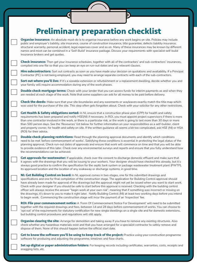 self-build checklist