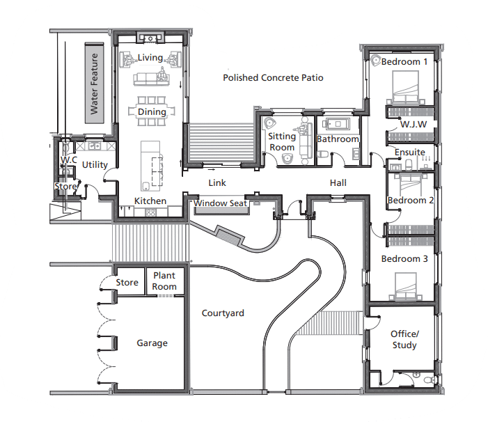 h shaped bungalow